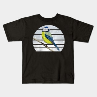 Blue Tit Winter Snow Bird Watching Birding Ornithologist Gift Kids T-Shirt